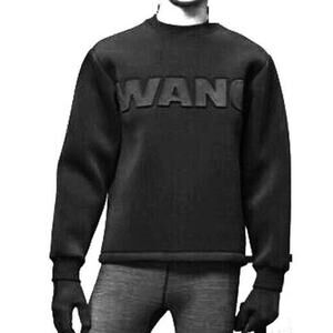 C5 NWT ALEXANDER WANG FOR H&M Black Neoprene Logo Embossed Sweatshirt Size XS